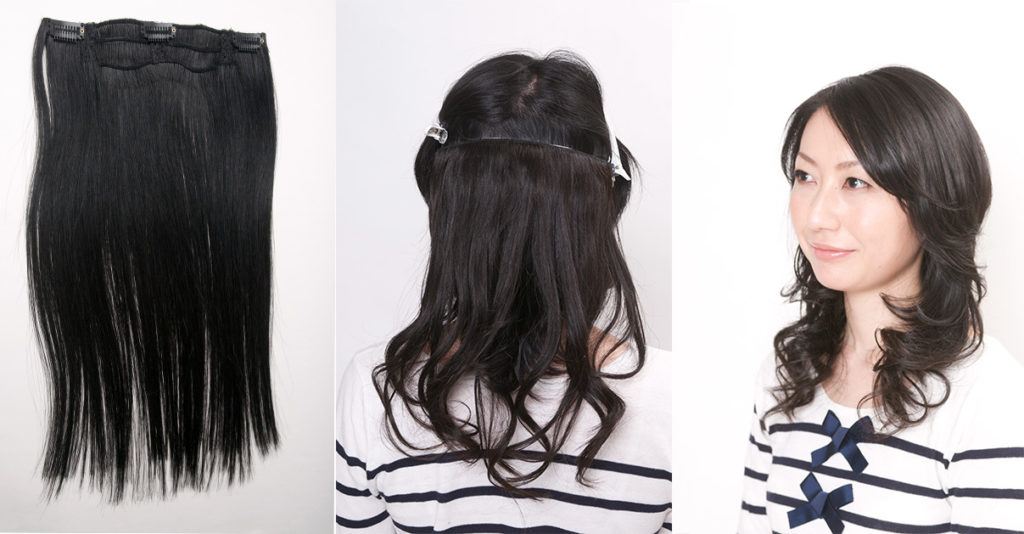 自毛で作るヘアピースの例