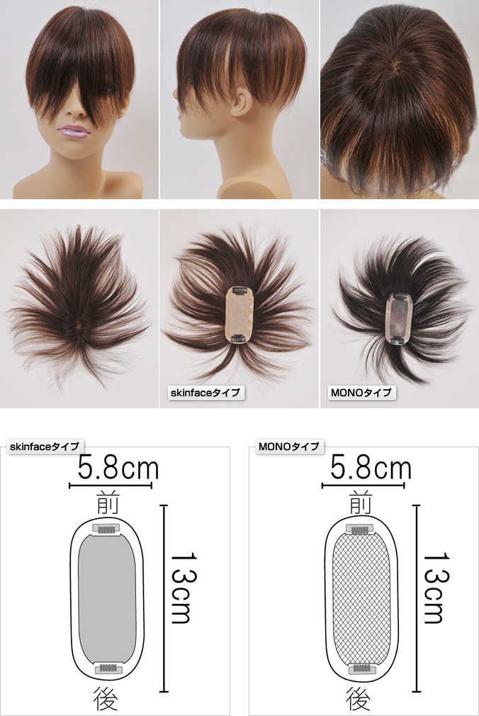 ヘアピースPシリーズPM02 前5.8cm後13cm