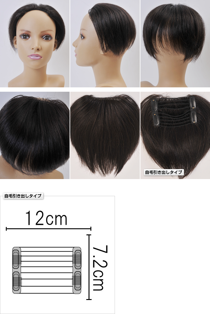 ヘアピースSシリーズSL01 12cm7.2cm